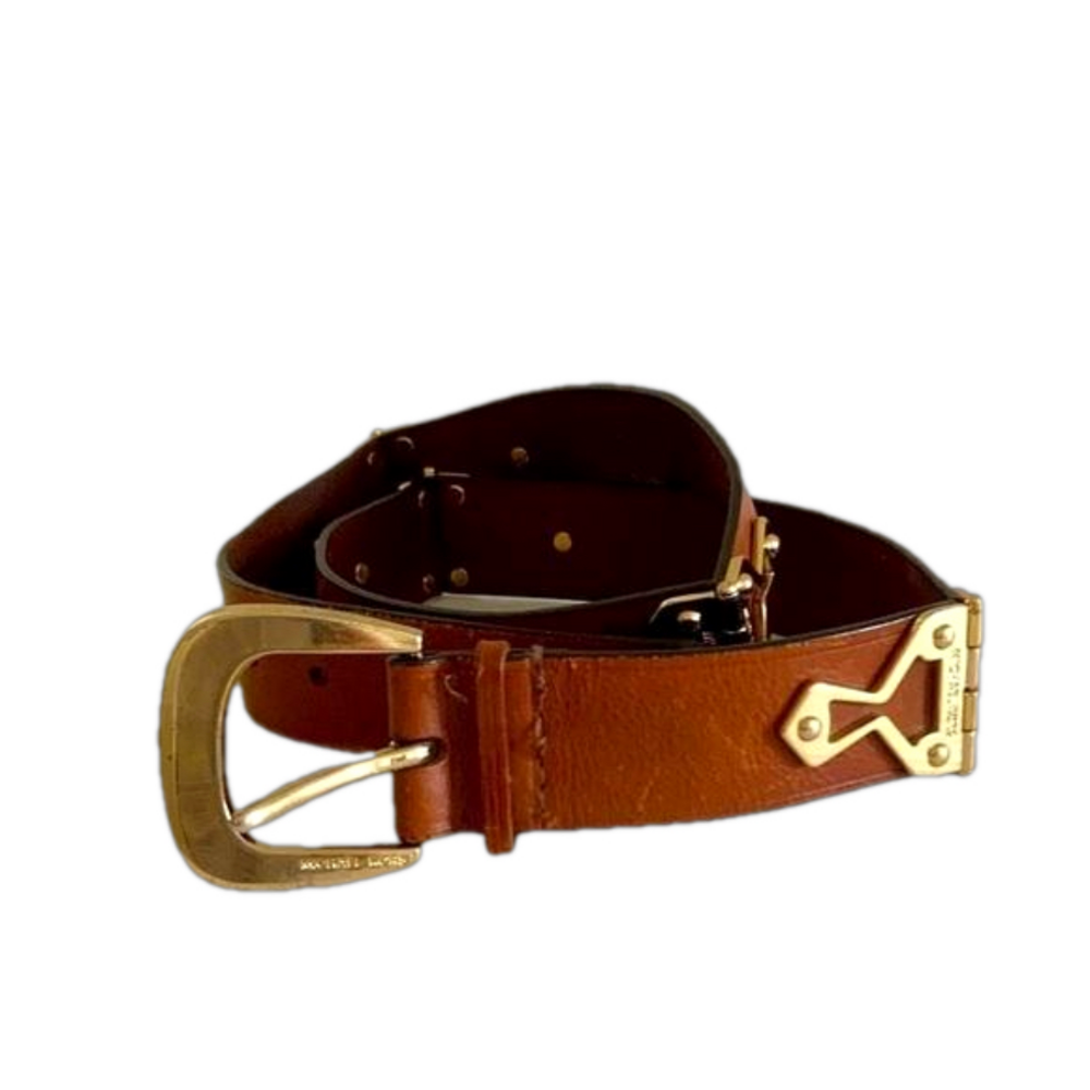 michael KORS brown leather/ golden tone belt . As is